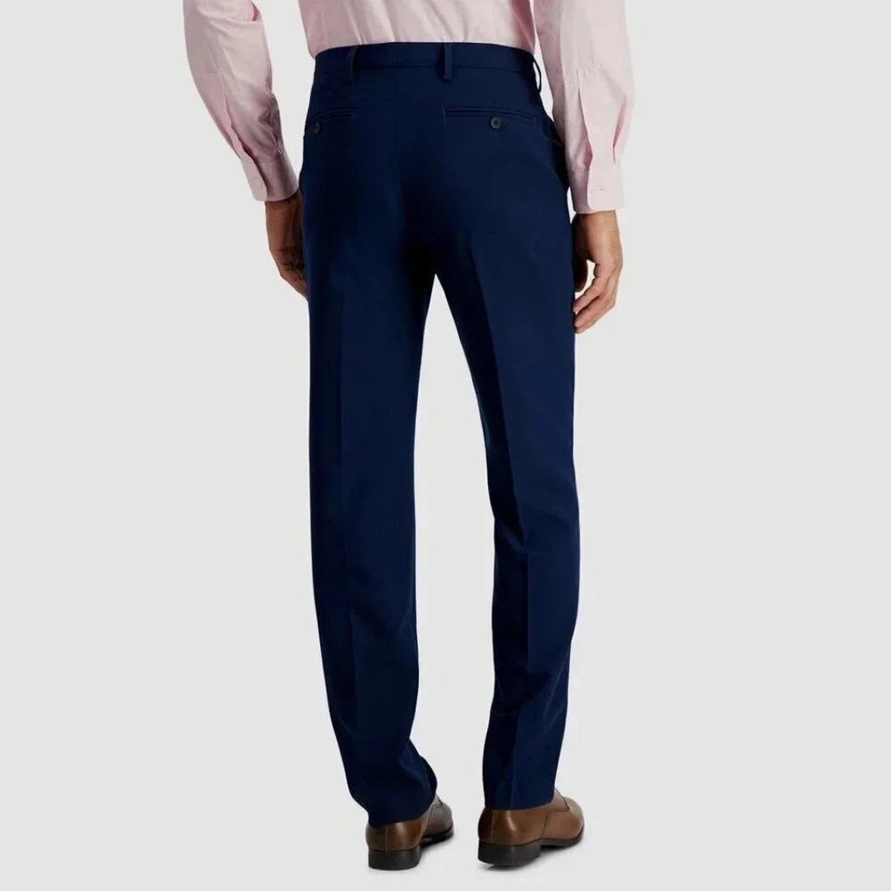 Nautica Men's W32 L29 Dress Pants Navy Blue Polyester Blend Flat Front M0915